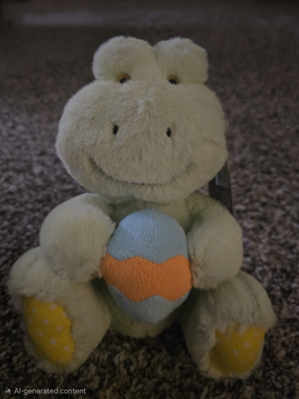Plush Frog Toy with Blue and Orange Egg - Kids Toy